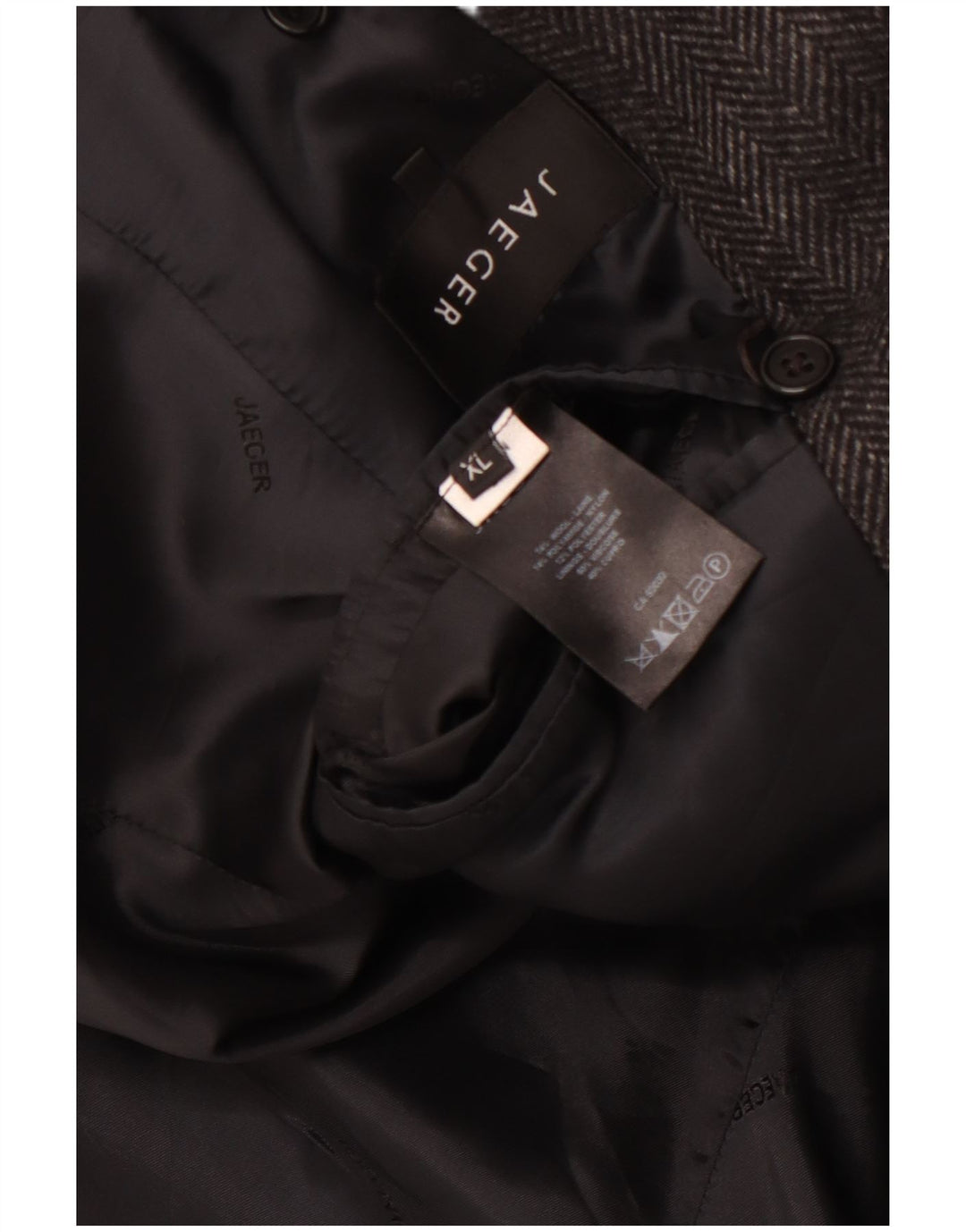 JAEGER Muški graškasti kaput UK 42 XL siva vuna riblja kost