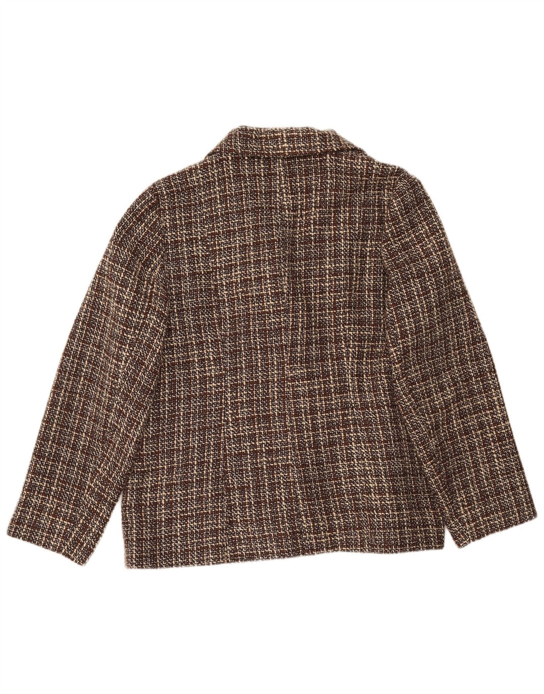 Garderoba Ženska jakna sa 2 gumba UK 18 XL smeđi karirani akril