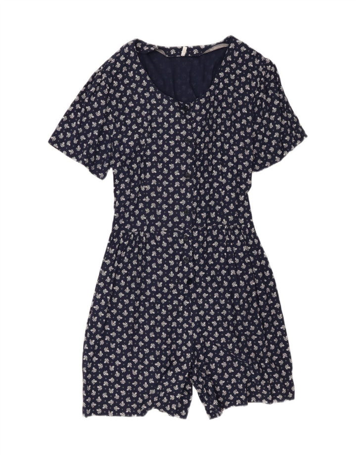 Vintage ženski kombinezon UK 20 2XL tamnoplava cvjetna viskoza