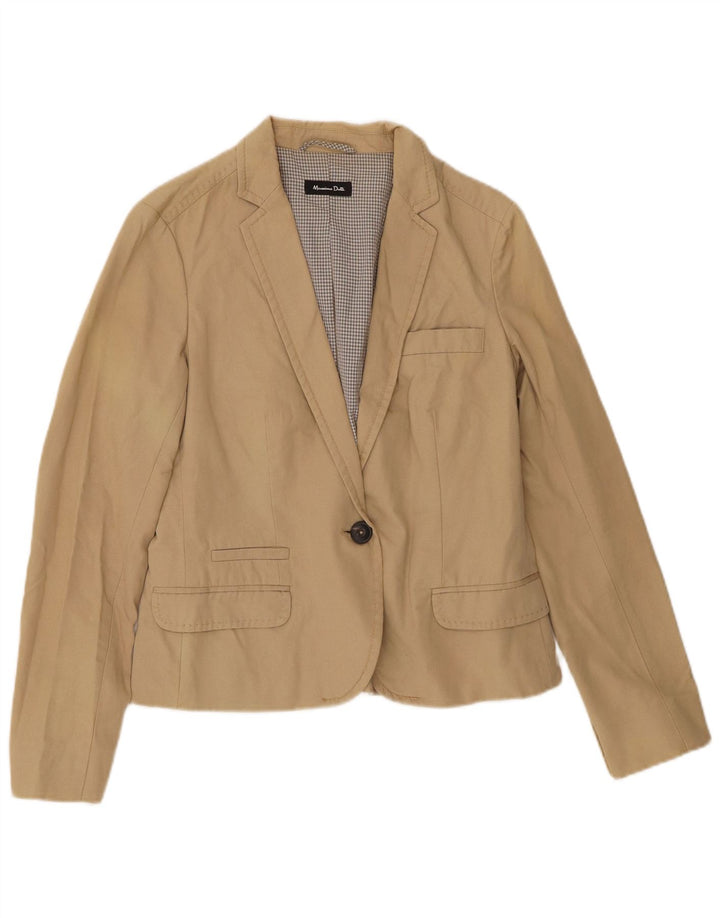 MASSIMO DUTTI Ženska jakna sako s 1 gumbom EU 40 srednje bež pamuk
