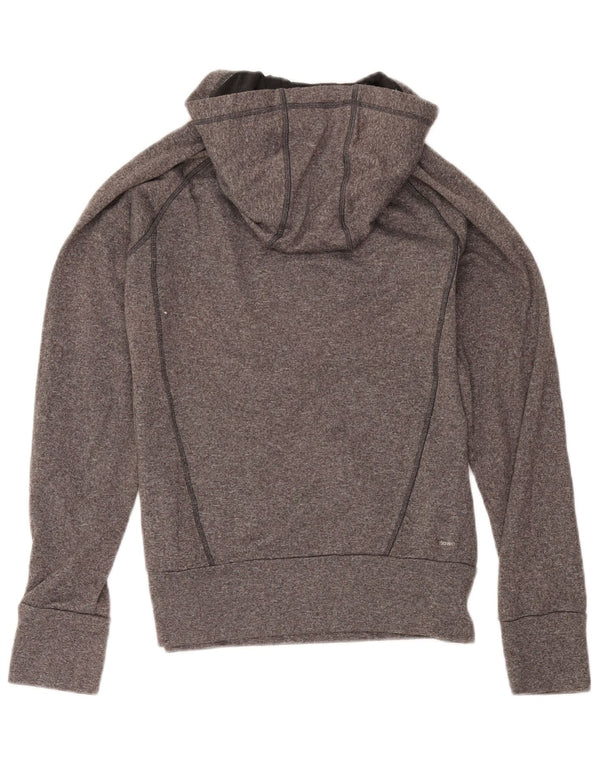 Adidas Womens Hoodie Jumper UK 10 Small Grey Flecked Polyester