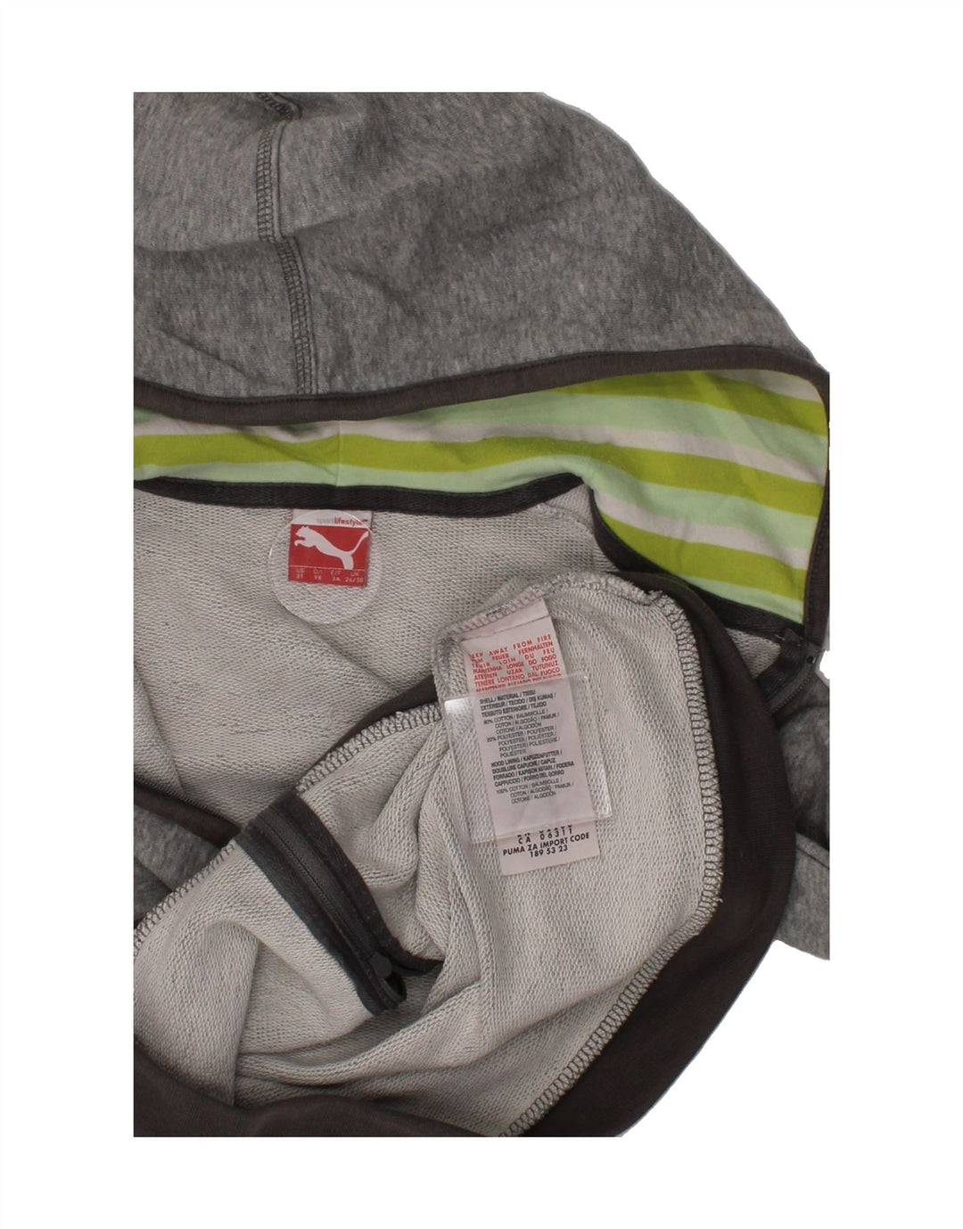 PUMA Boys Zip Hoodie Sweater 2-3 Years Grey Cotton Vintage Puma and Second-Hand Puma from Messina Hembry 
