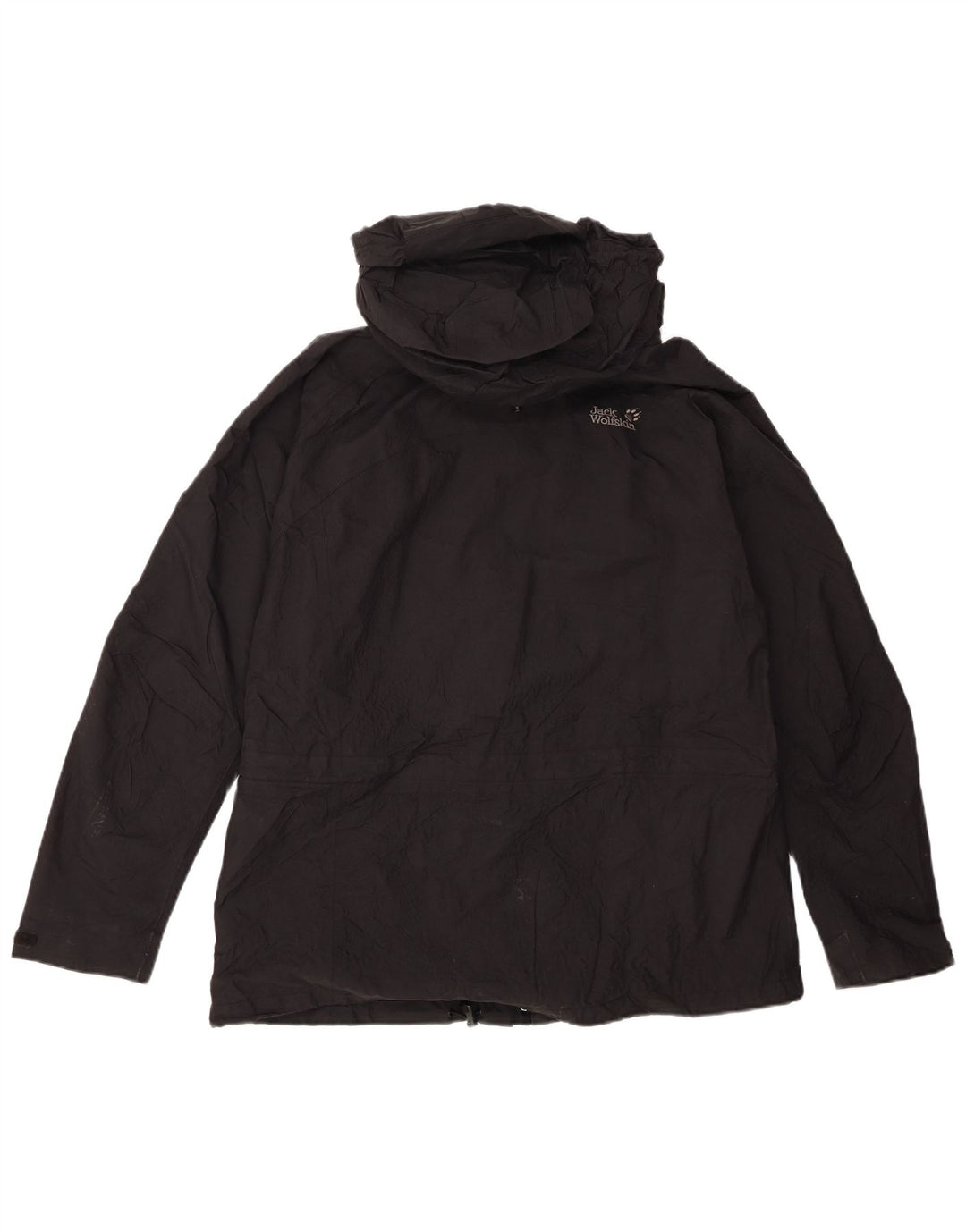 Jack Wolfskin ženska kišna jakna s kapuljačom UK 16 Veliki crni poliamid