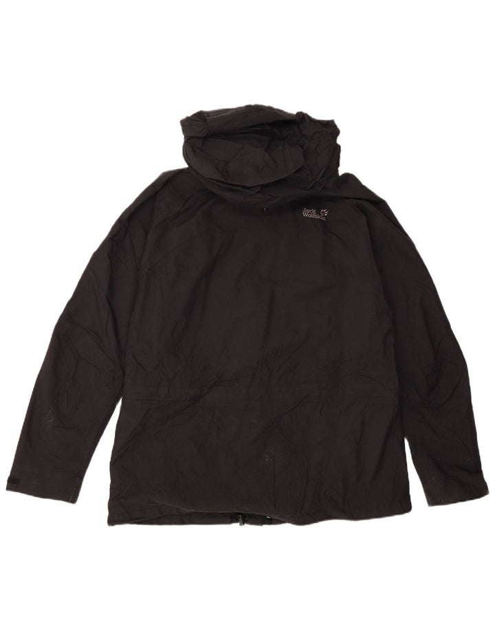 Jack Wolfskin ženska kišna jakna s kapuljačom UK 16 Veliki crni poliamid