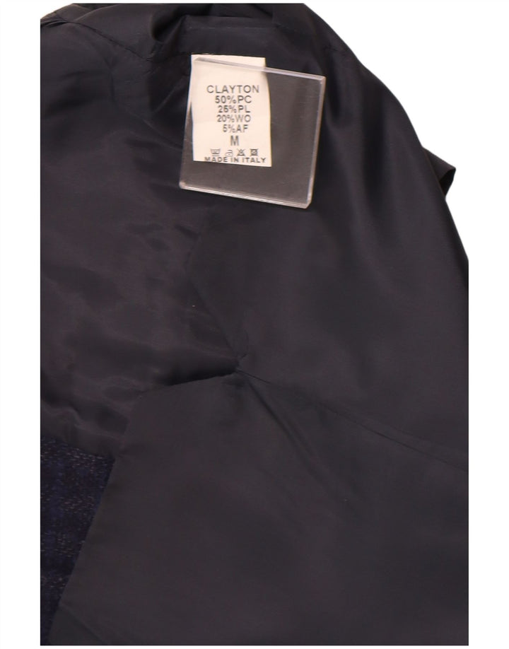 CLAYTON Mens Waistcoat Medium Navy Blue Check Cotton