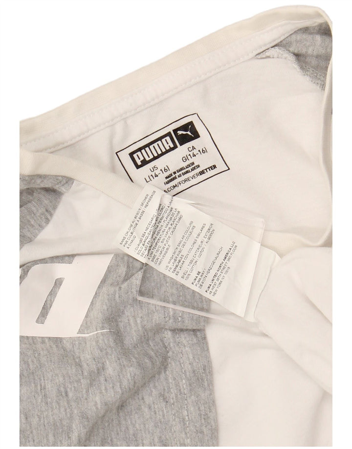 PUMA Boys Graphic T-Shirt Top 12-13 Years Large White Colourblock Pamuk