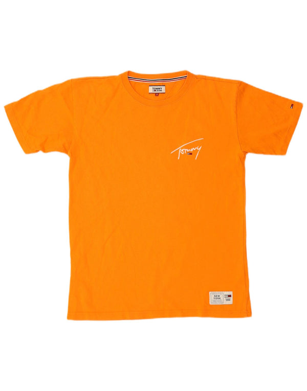Tommy Hilfiger Mens Graphic T-Shirt Top Small Orange Cotton