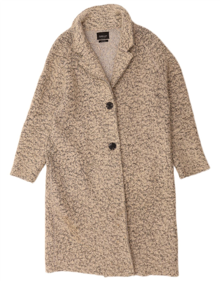 Zara ženski preveliki kaput UK 10 Small Beige Flecked Wool
