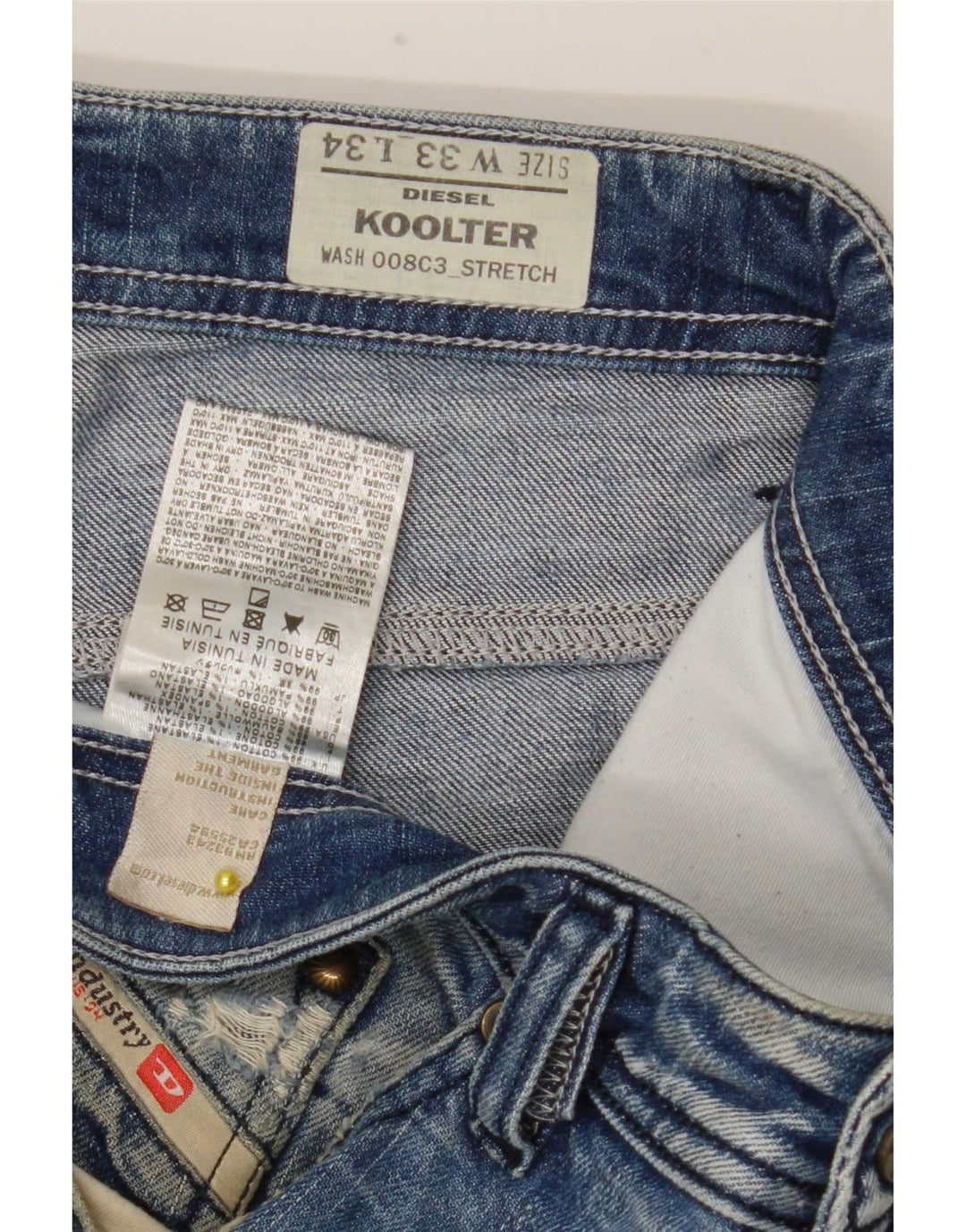 Diesel Mens Koolter Straight Jeans W33 L34 Plavi pamuk