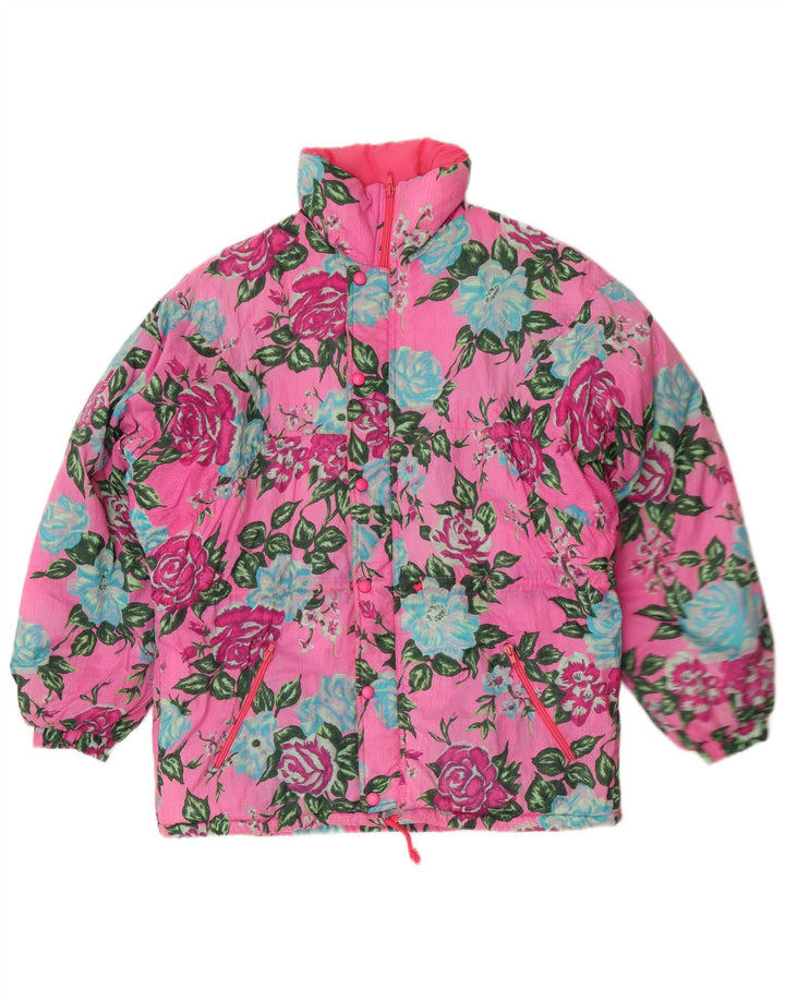 Cacao ženska podstavljena jakna IT 46 Large Pink Floral Polyamide Retro