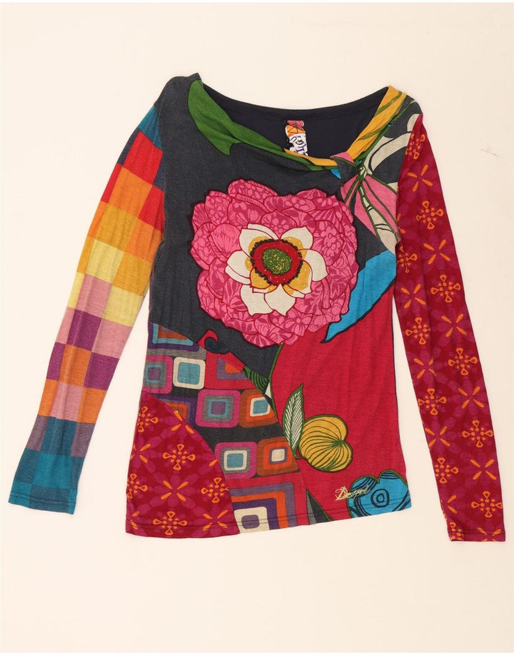 DESIGUAL Ženska majica dugih rukava s apstraktnim uzorkom UK 10 Mala crvena