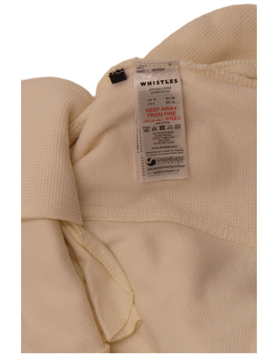 WHISTLES Ženska jakna sa 2 gumba UK 10 Mali bijeli pamuk