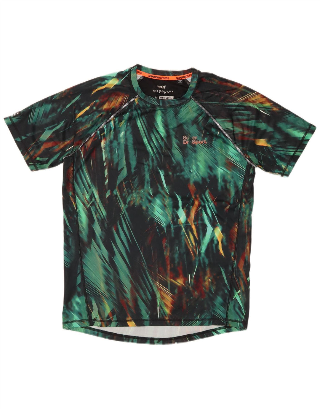 SUPERDRY muška aktivna majica srednje zelene geometrijske boje