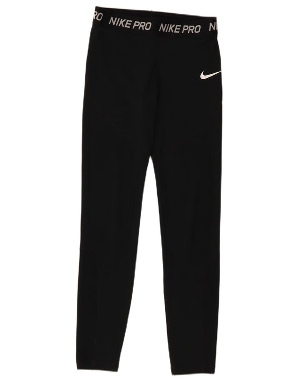 Nike Girls Dri Fit Graphic Leggings 12-13 Years Large Crni Poliester