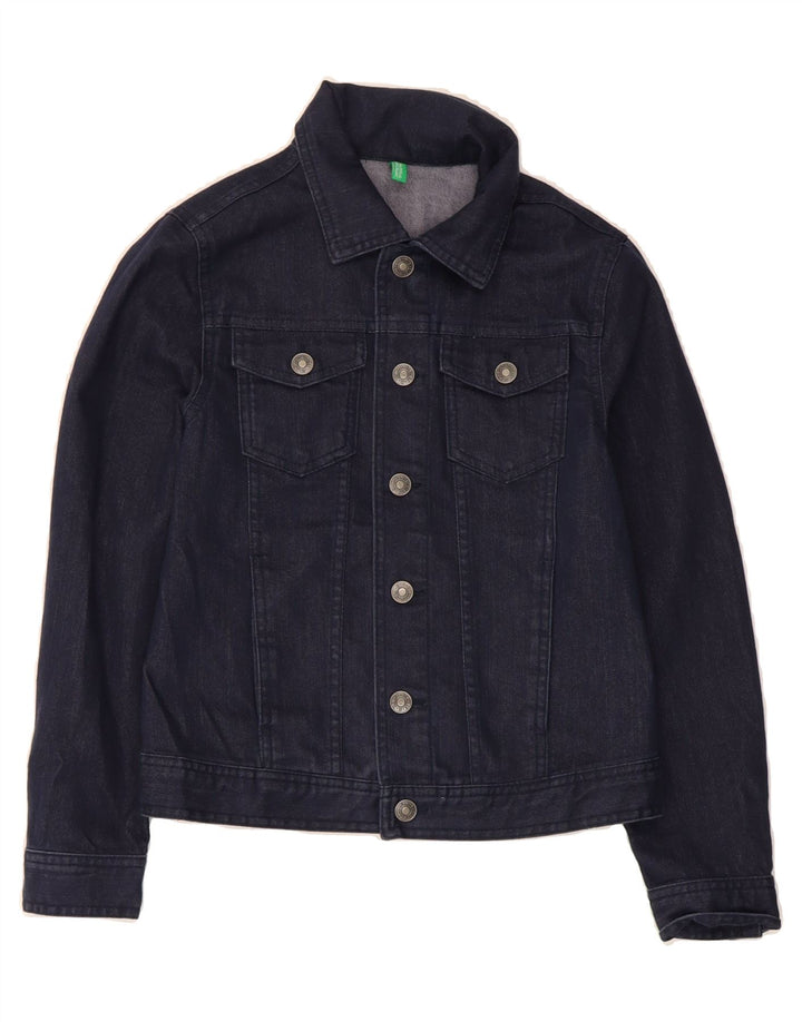 BENETTON Boys Denim Jacket 8-9 Years Large Navy Blue Cotton Vintage Benetton and Second-Hand Benetton from Messina Hembry 