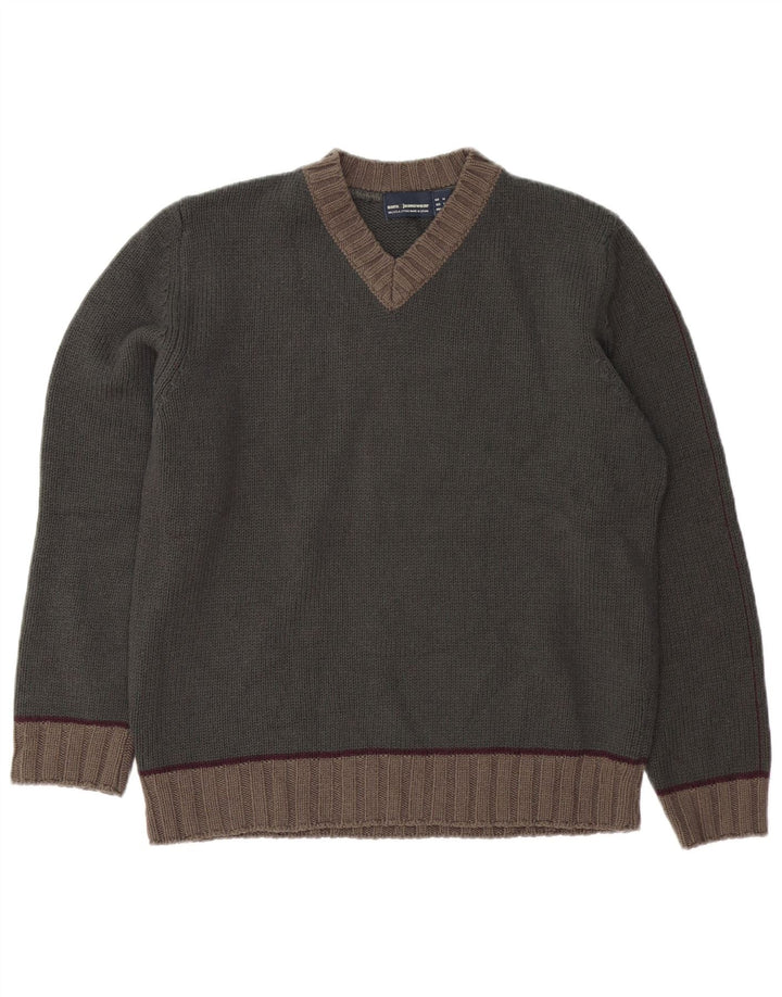 ZARA muški džemper s V-izrezom, srednji kaki akril