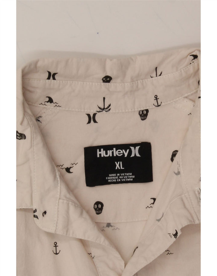 HURLEY Boys Abstract Pattern Short Sleeve Shirt 14-15 Years XL Beige Vintage Hurley and Second-Hand Hurley from Messina Hembry 