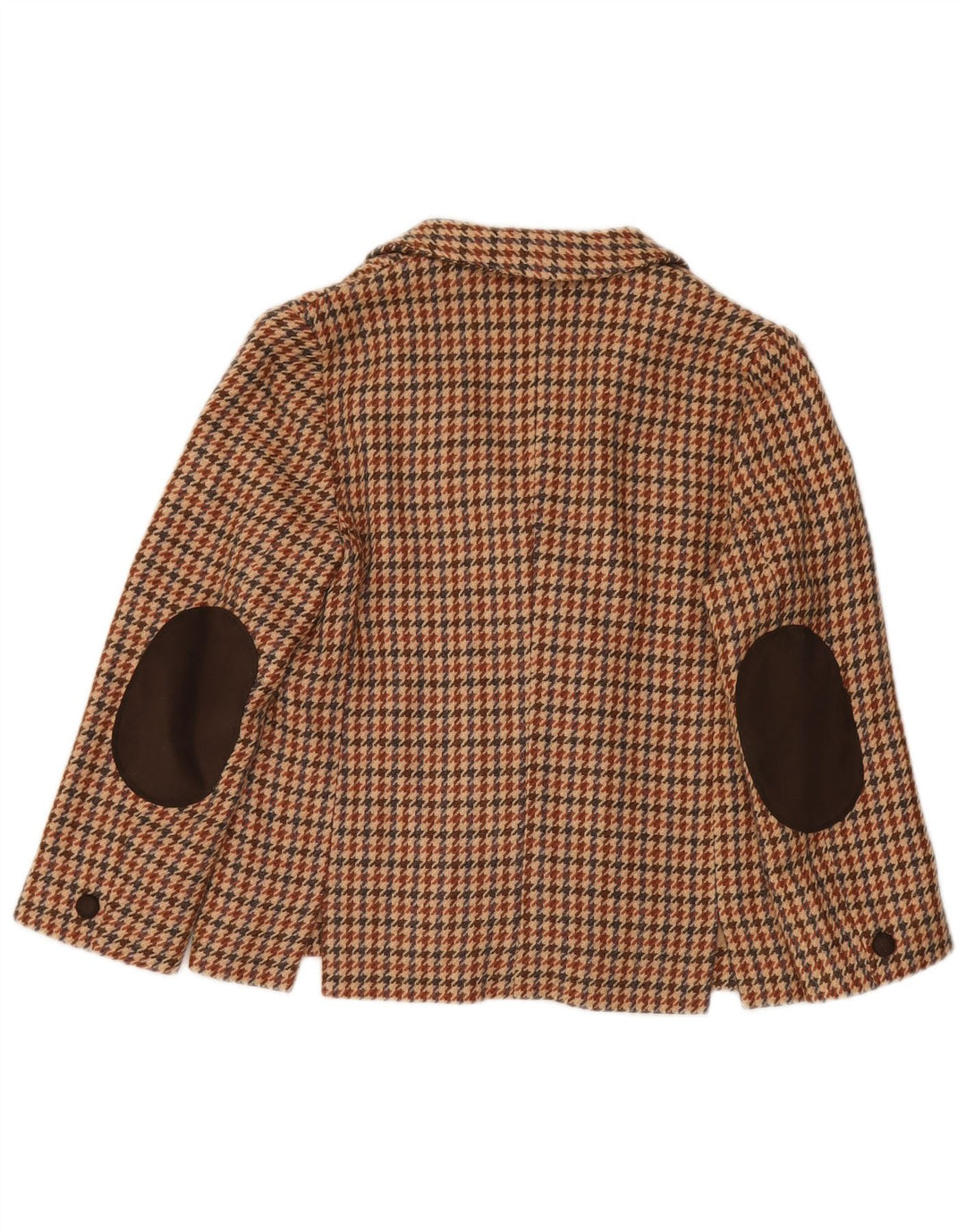 Vintage ženski sako s 3 gumba UK 12 srednje bež houndstooth