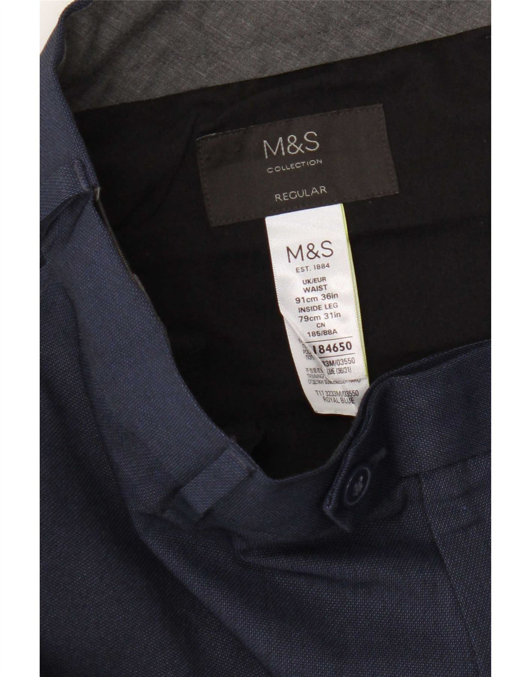 Marks & Spencer muške uobičajene hlače ravnog odijela W36 L31 tamnoplave