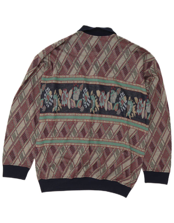 Vintage muški pulover s polo ovratnikom, veliki raznobojni geometrijski