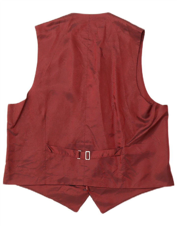 WILVORST Mens Waistcoat Large Burgundy Geometric