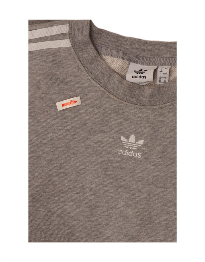 Adidas ženski kratki, preveliki džemper UK 8 Mali sivi pamuk