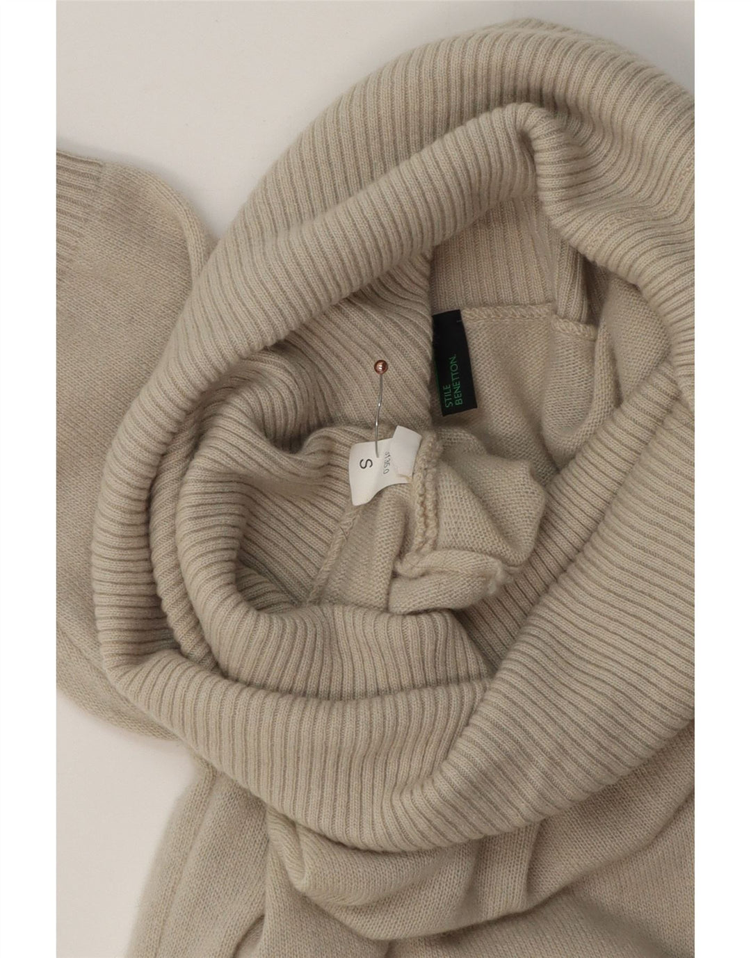 BENETTON Ženska džemper haljina kratkih rukava s dugim izrezom UK 10 Mala bež