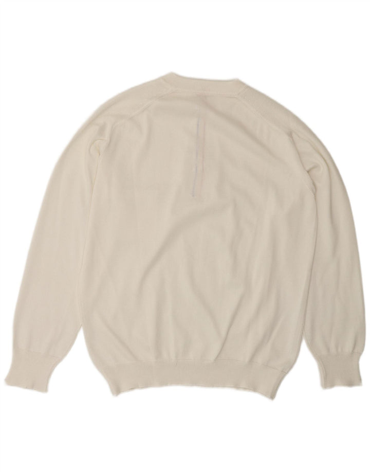 VINTAGE muški džemper s dugmadima i ovratnikom srednje bijele boje