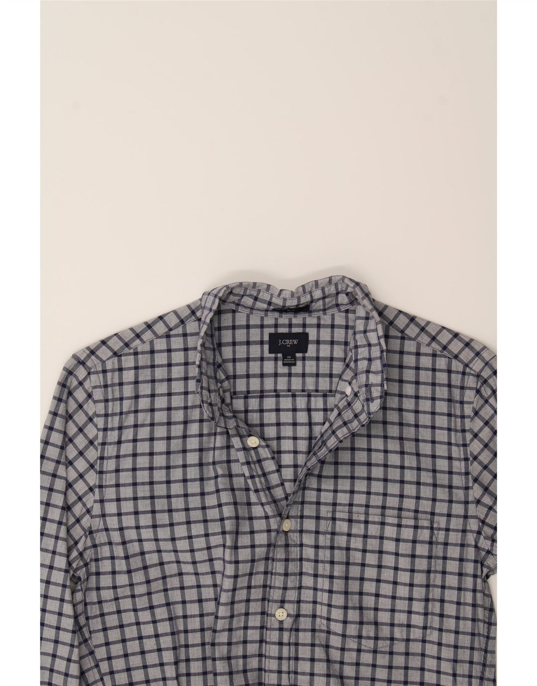 J. CREW Mens Slim Shirt XS Navy Blue Check Cotton Vintage J. Crew and Second-Hand J. Crew from Messina Hembry 