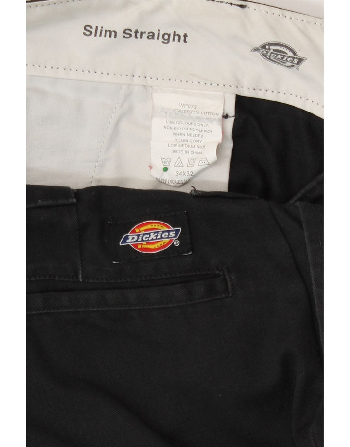 Dickies muške uske ravne chino hlače W34 L32 crni poliester
