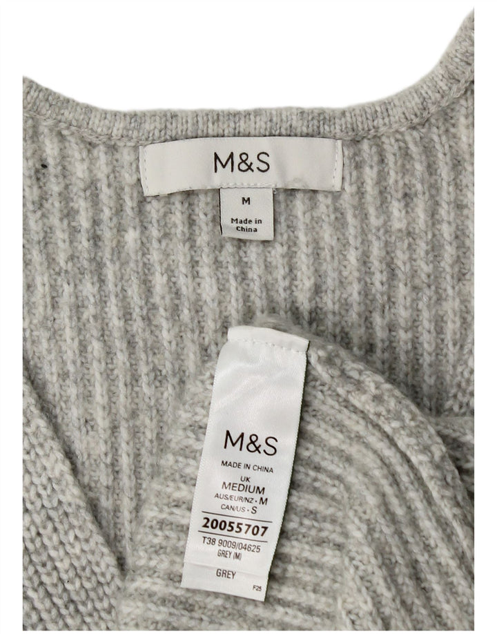 Marks & Spencer ženski džemper s V-izrezom UK 14 srednje sivi poliester