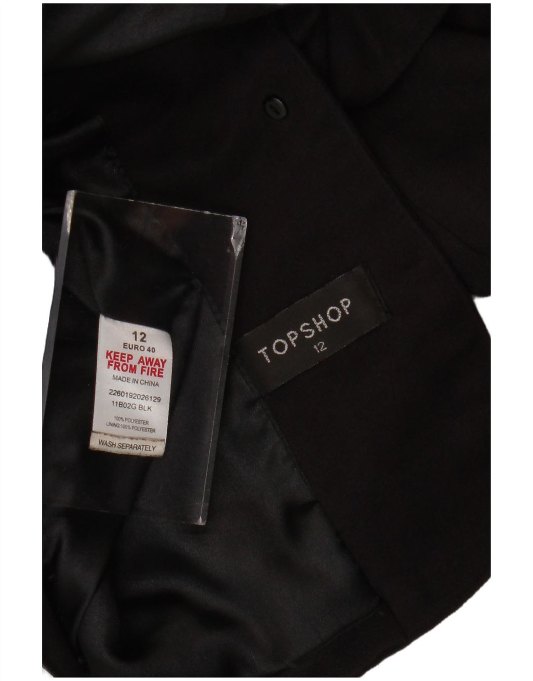 Topshop Ženska jakna sa 2 gumba UK 12 Srednji crni poliester