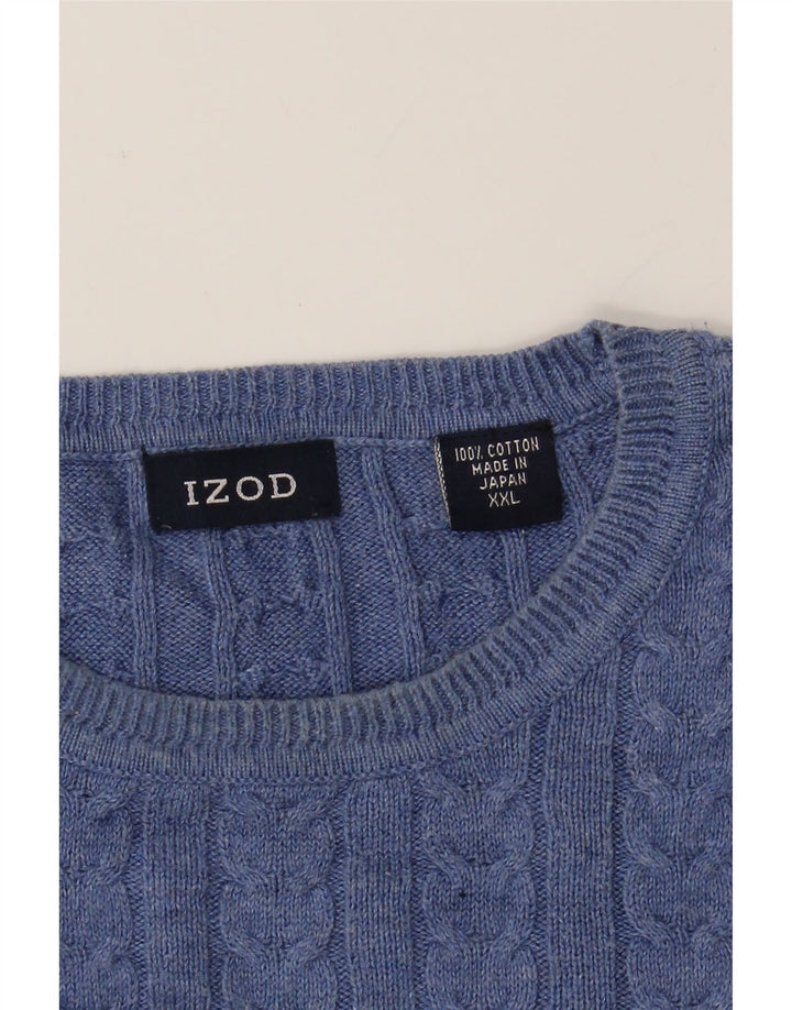 IZOD Mens Crew Neck Jumper Sweater 2XL Blue Cotton Vintage Izod and Second-Hand Izod from Messina Hembry 