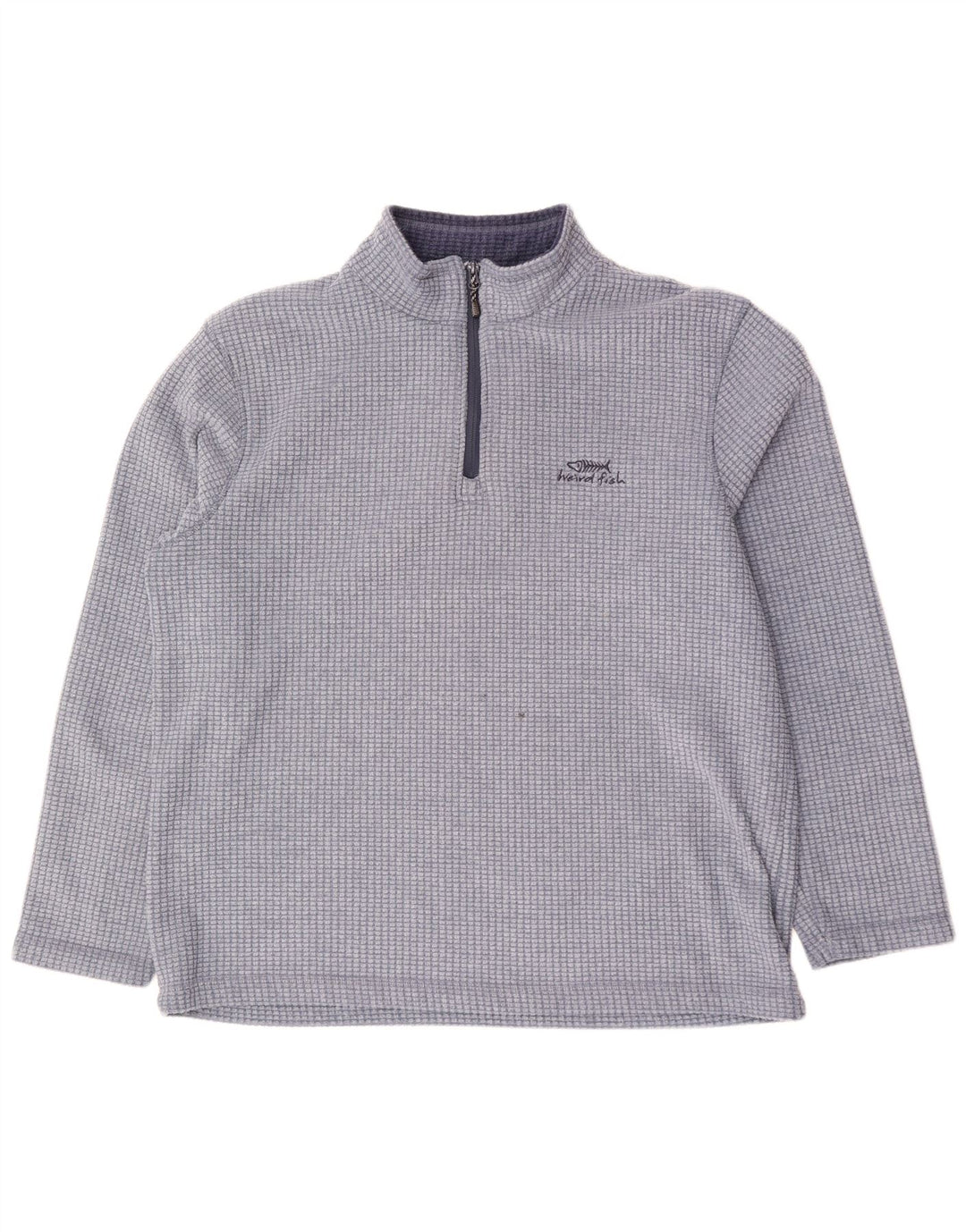 Weird Fish muški džemper od flisa s patentnim izrezom 2XL plavi karirani poliester