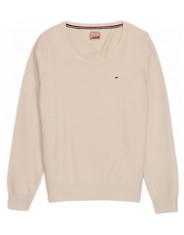 Tommy Hilfiger ženski džemper s veznim izrezom UK 12 Srednje bijeli