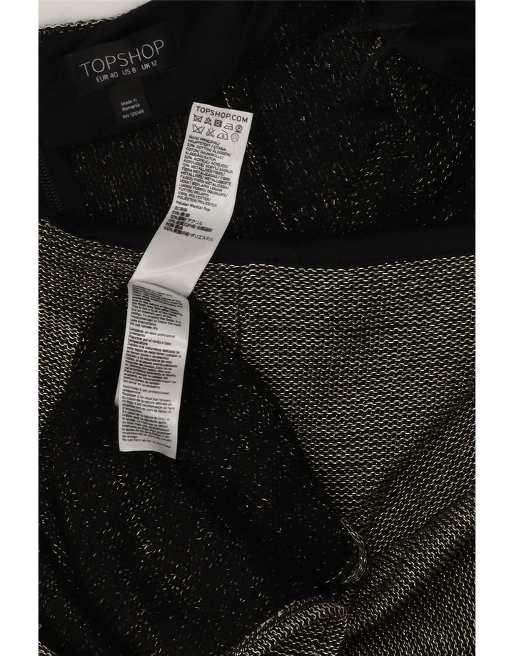 Topshop ženska midi suknja UK 12 srednje veličine W32 crni poliester