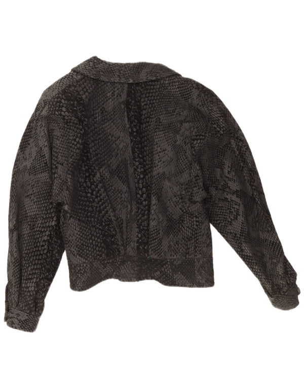 Pellicceria ženska kožna jakna UK 16 veliki sivi kožni životinjski print