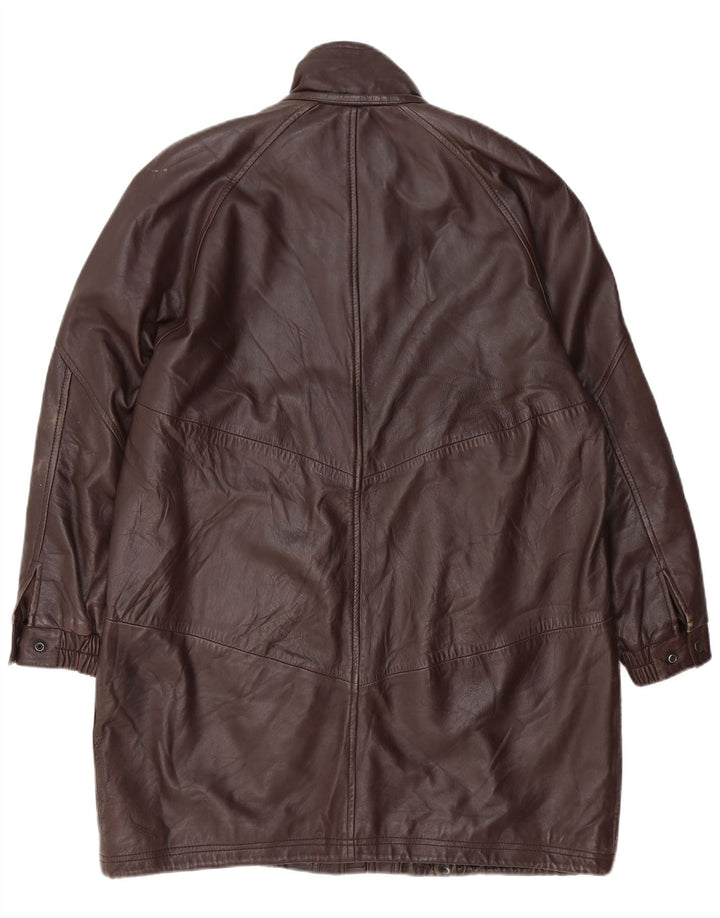 VINTAGE ženski preveliki kožni kaput EU 40 srednje smeđe kože