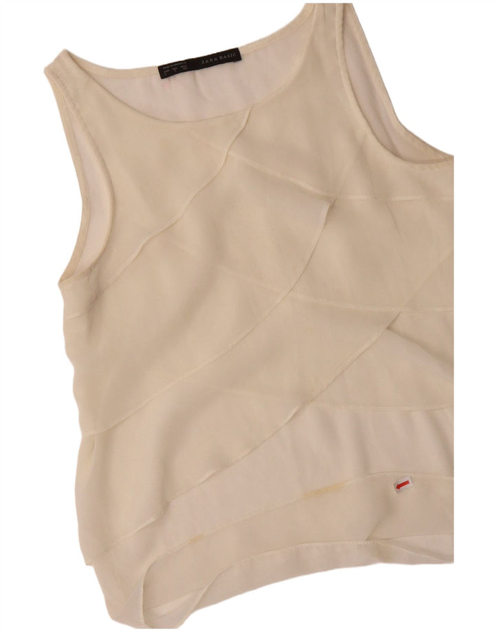 ZARA ženski gornji dio bluze bez rukava UK 10 Small Off White