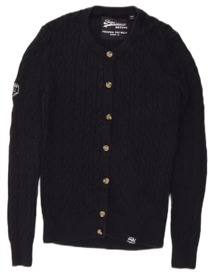 Superdry ženski kardigan džemper s grafičkim motivima UK 8 Mali tamnoplavi pamuk