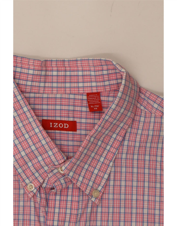 IZOD Mens Short Sleeve Shirt XL Pink Check Cotton Vintage Izod and Second-Hand Izod from Messina Hembry 
