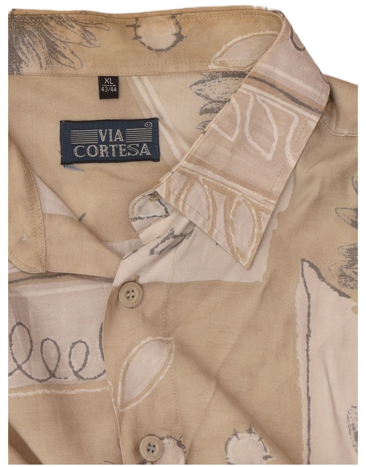 VIA CORTESA Muška košulja kratkih rukava Veličina 43/44 XL Bež Patchwork