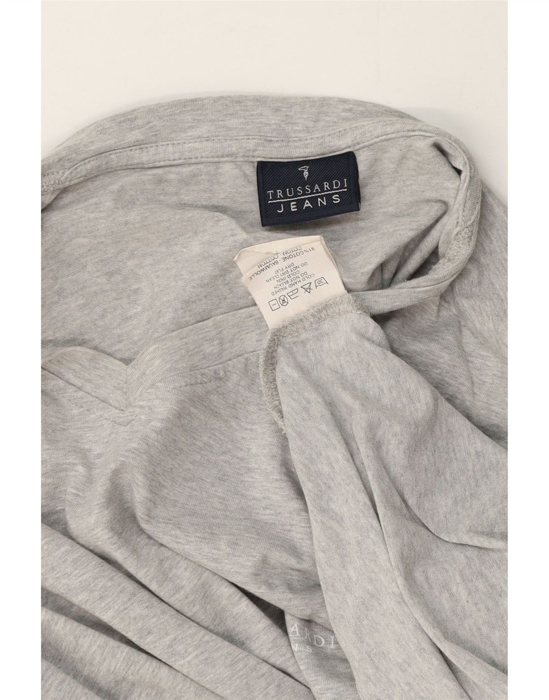 Trussardi Jeans muška majica dugih rukava, srednje sivi flekasti pamuk