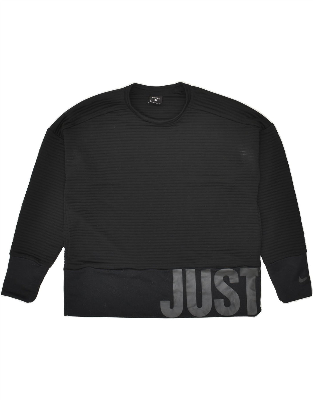 NIKE Womens Dri Fit Oversized Graphic Sweatshirt Jumper UK 10 Small Black | Vintage Nike | Thrift | Second-Hand Nike | Used Clothing | Messina Hembry 