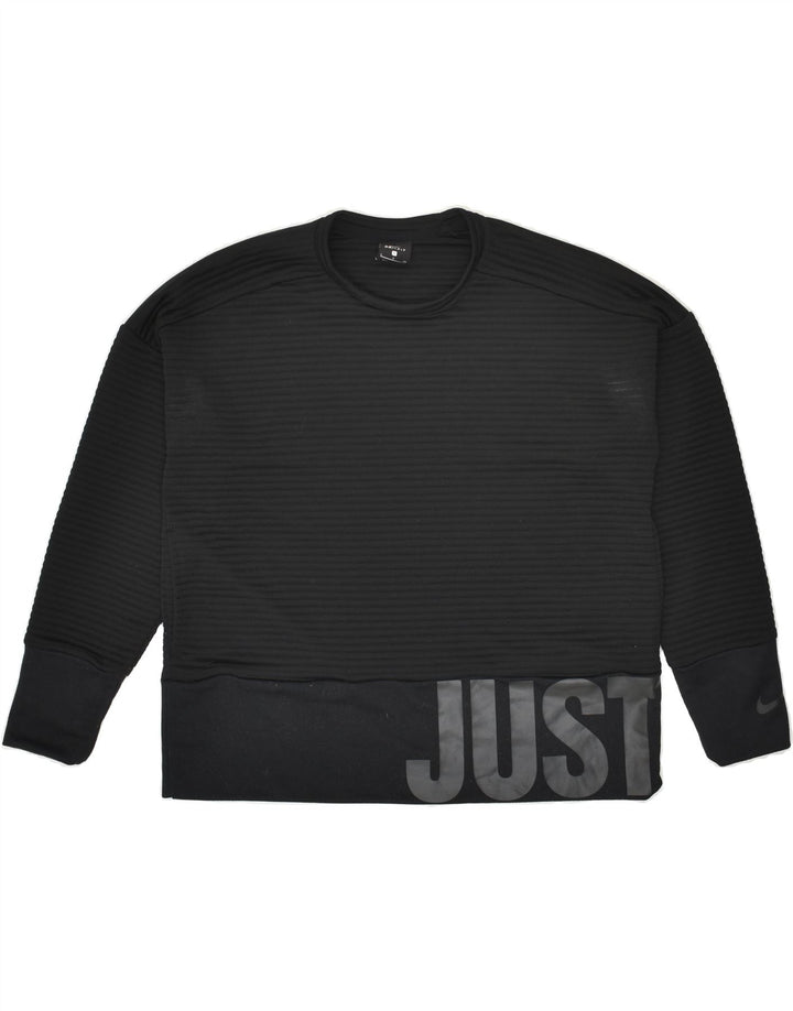 NIKE Womens Dri Fit Oversized Graphic Sweatshirt Jumper UK 10 Small Black | Vintage Nike | Thrift | Second-Hand Nike | Used Clothing | Messina Hembry 