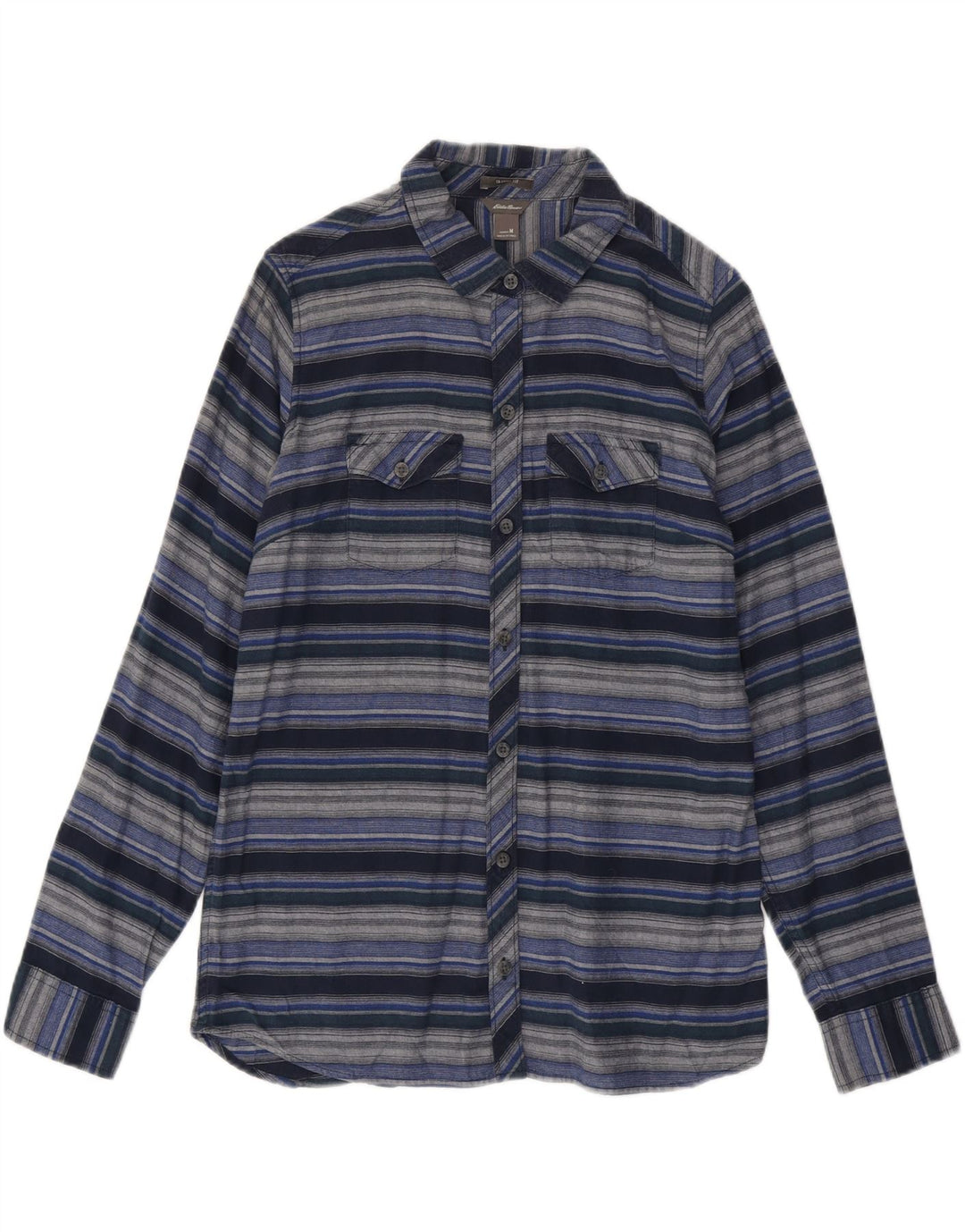 EDDIE BAUER Ženska flanelska košulja UK 14 Srednje tamnoplave pruge