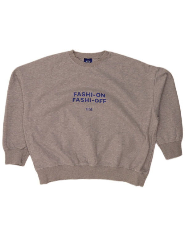 ZARA ženski džemperi s prekomjernim grafičkim motivima UK 14 srednje sivo s pjegama