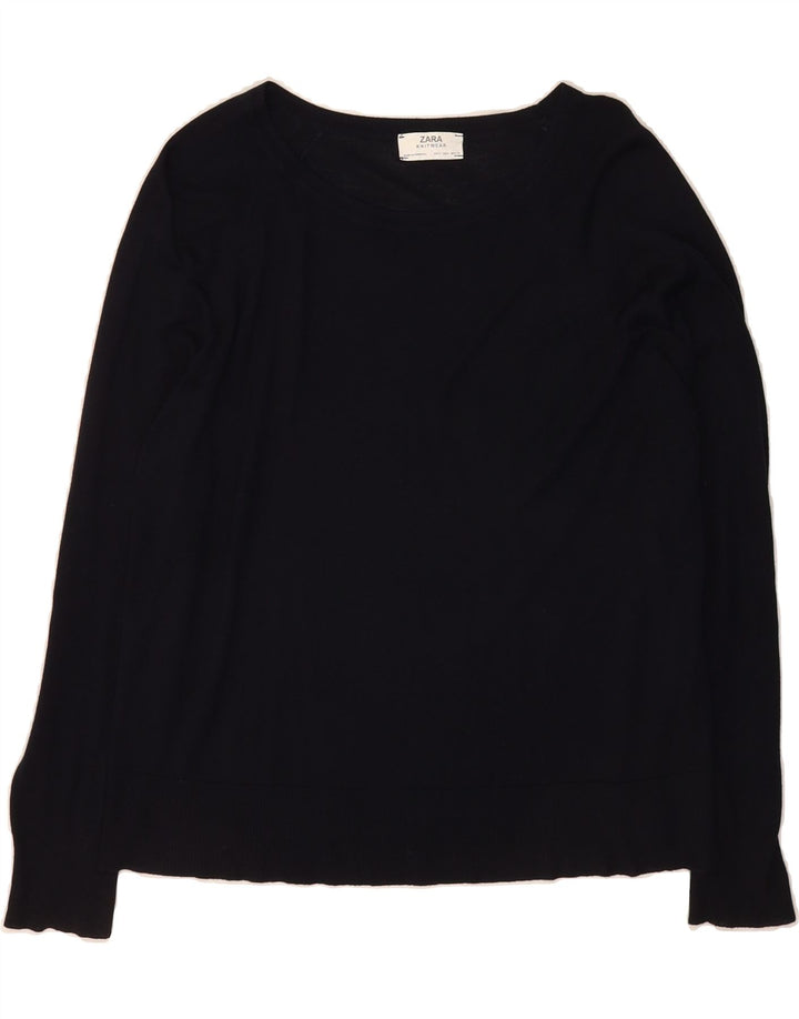 ZARA Womens Oversized Top Long Sleeve UK 10 Small Black Viscose Vintage Zara and Second-Hand Zara from Messina Hembry 