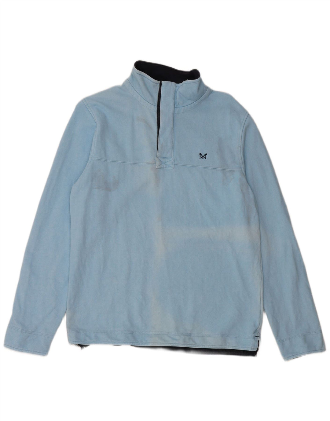 Crew Clothing Muška majica s izrezom s patentnim zatvaračem Srednje plavi pamuk