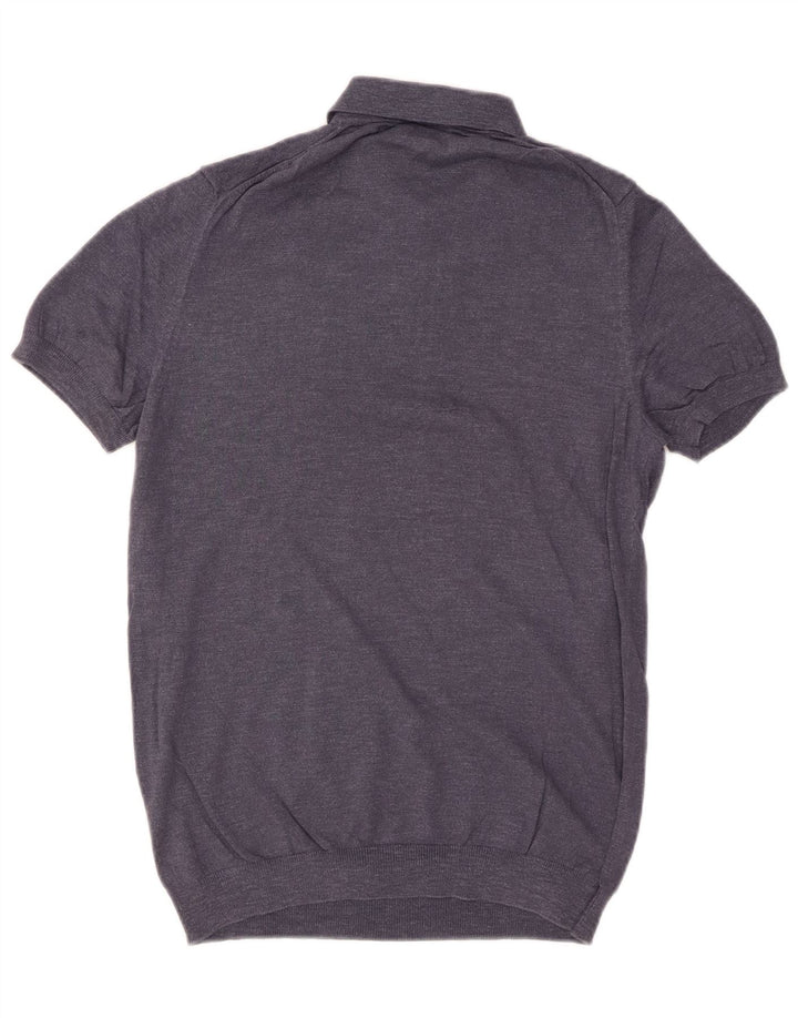 MASSIMO DUTTI Muški pulover kratkih rukava s polo izrezom Mali tamnoplavi